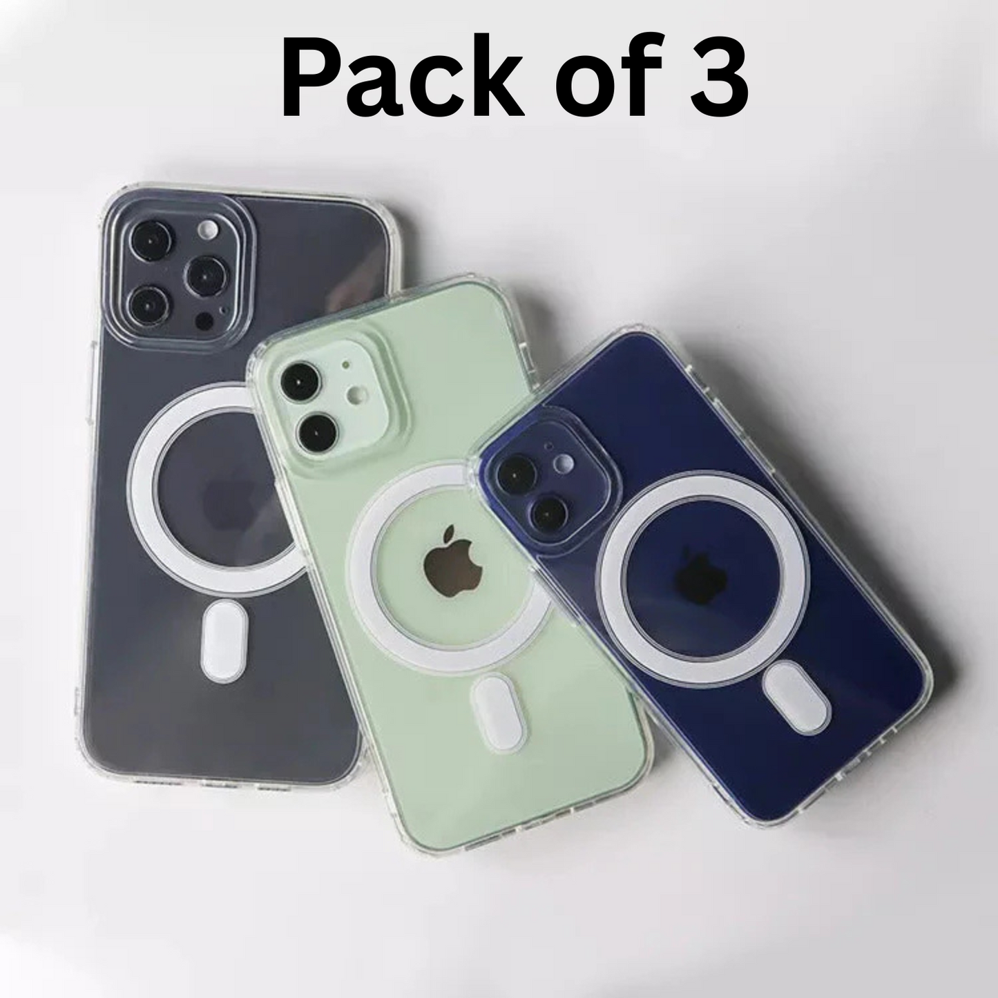 Clear MagSafe iPhone Cover Pack of 3 Combo with Camera Lens