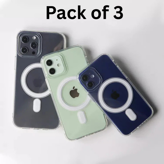 Clear MagSafe iPhone Cover Pack of 3 Combo with Camera Lens